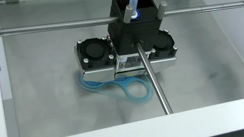 Three dimensional printer during work in school laboratory, 3D plastic printer Stock Footage 85509033
