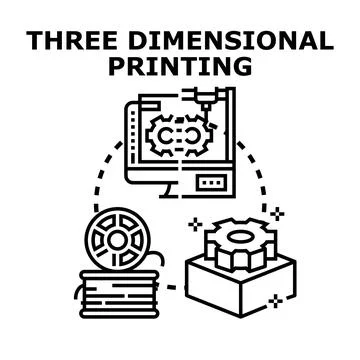 Three dimensional printing additive manufacturing process working Stockillustratie