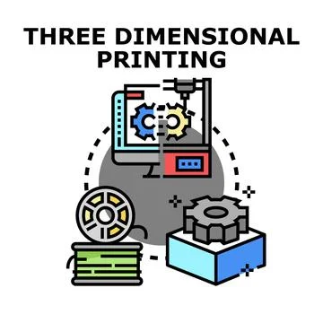 Three dimensional printing additive manufacturing process working Illustrazione stock