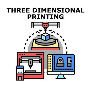 Three dimensional printing concept creating prototype model Stock Illustration