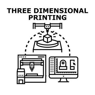Three dimensional printing concept creating prototype model Stock Illustration