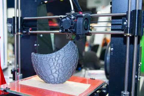 Three dimensional printing machine in operation, 3D printer Stock Photos