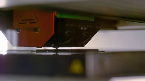 Three dimensional printing machine prints physical flat 3D model at factory Stock Photos