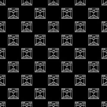 Three-Dimensional Printing vector 3D Printer concept linear seamless pattern Stock Illustration