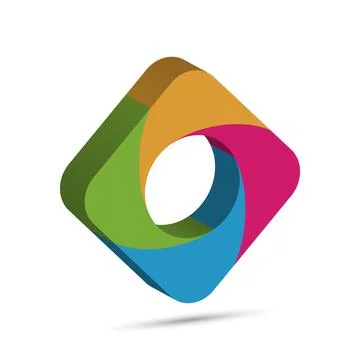 Three-dimensional quadrilateral is divided into four colored parts. Template Stock Illustration