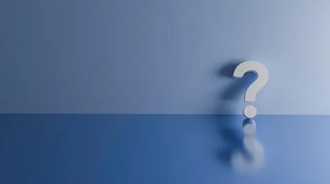 A three-dimensional question mark leaning against a blue wall Stock Illustration