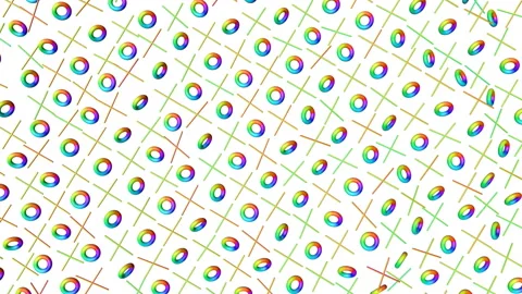 Three-dimensional rainbow rings and crosses move on a white background. loop abs Stock Footage 139601237