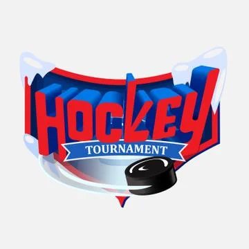 Three-dimensional red and blue logo with the inscription Hockey tournament on イラスト素材