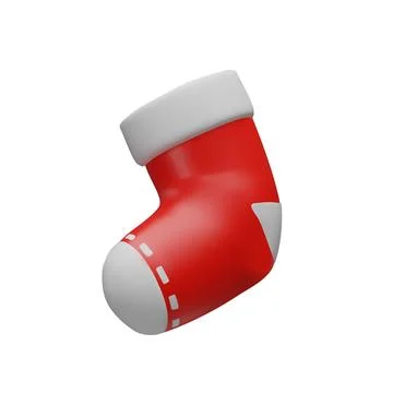 Three-dimensional red and white Christmas sock Stock Illustration