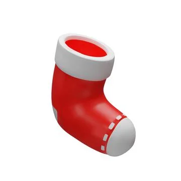 Three-dimensional red and white Christmas sock 3 Stock Illustration