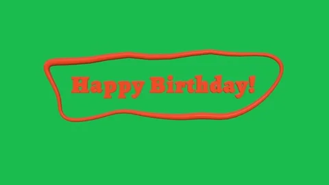 Three dimensional red Happy Birthday text with wavy frame animation on gree.. Stock Footage 330032992