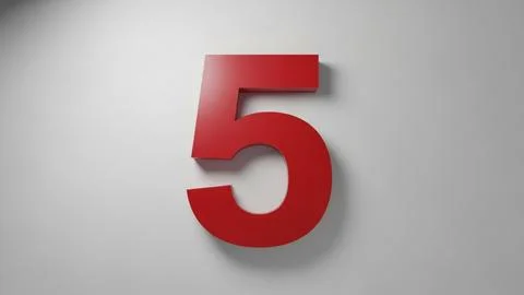 Three dimensional red number five Stock Illustration
