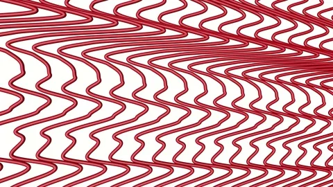Three-dimensional red stripes are slowly deformed. abstract animation. 3d render Stock Footage 97169271