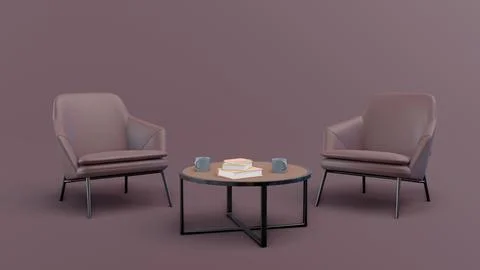 Three dimensional render of modern dining table inside industrial loft. 3d .. Stock Photos