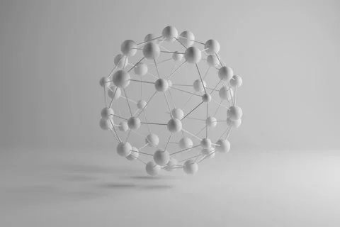 Three dimensional render of white connected spheres. 3d render Stock Footage 196217778