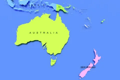 Three dimensional rendered map of Australia Stock Illustration