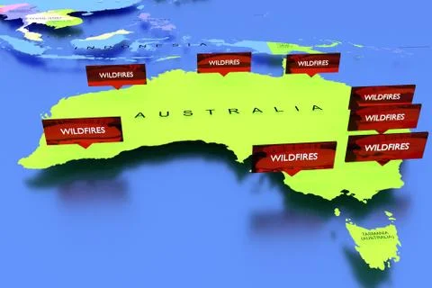 Three dimensional rendered map of Australia Stock Illustration
