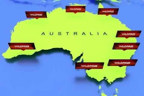 Three dimensional rendered map of Australia Stock Illustration