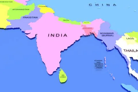 Three dimensional rendered map of India Stock Illustration