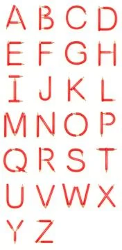 Three dimensional rendering of transparent  alphabet from pencils Stock Illustration