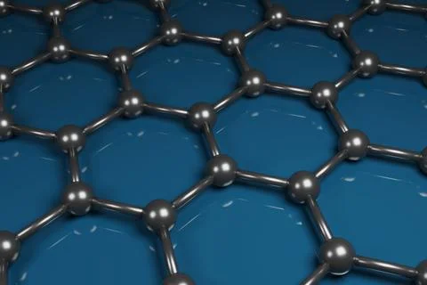 Three-dimensional representation of graphene molecules. 3d illustration. Stock Illustration