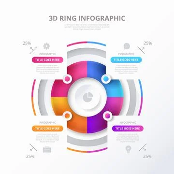 Three-dimensional ring infographic template Stock Illustration