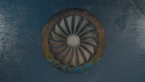 The three-dimensional rusty propeller in the casing rotates slowly. abstract thr Video stock 155172331