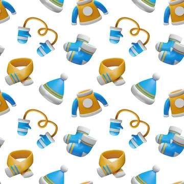 Three-dimensional seamless pattern winter clothes Stock Illustration