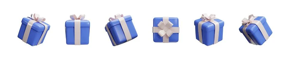 Three-dimensional set of blue gift box Stock Illustration