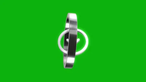 Three dimensional silver check mark sign rotating on green screen backgroun.. Stock Footage 346499331