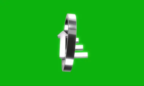 Three dimensional silver icon featuring upward trend arrow graph rotating o.. Stock Footage 346499544