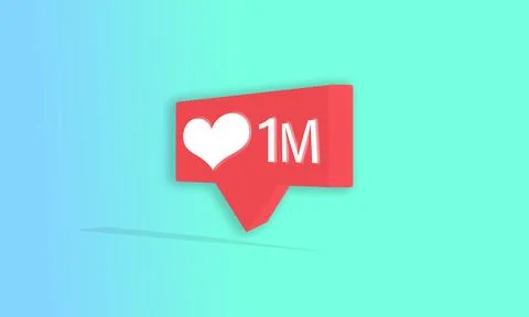 Three-dimensional social network icon in red, one million like / follower Stock Illustration