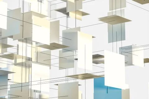 A three-dimensional space composed of square planes, 3d rendering. Stock Illustration