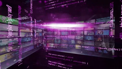Three dimensional space with software code development and ai Stock-Footage 280132619
