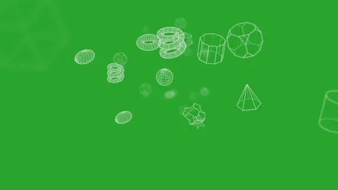 Three dimensional spheres complex polygons animated on green screen  hd top Stock Footage 335217244