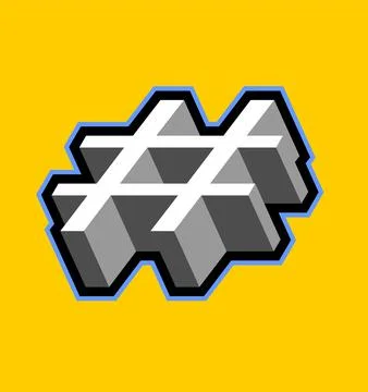 Three-dimensional style hashtag sign Stock Illustration