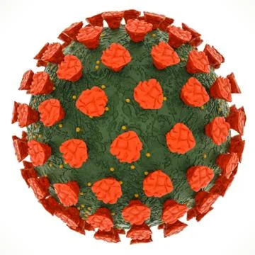 Three-dimensional stylized coronavirus model on a white background. coronavir Stock Illustration