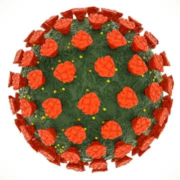 Three-dimensional stylized coronavirus model on a white background. coronavir Stock Illustration