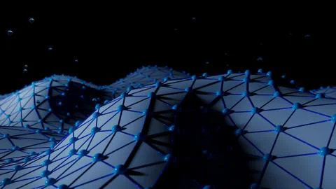 A Three-Dimensional Surface. Abstract Mesh Background and Virtual Reality Illustrazione stock