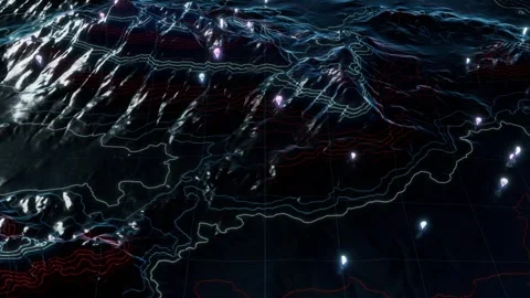 Three-dimensional terrain drawing of landmarks, looping playback Stock-Footage 347580213