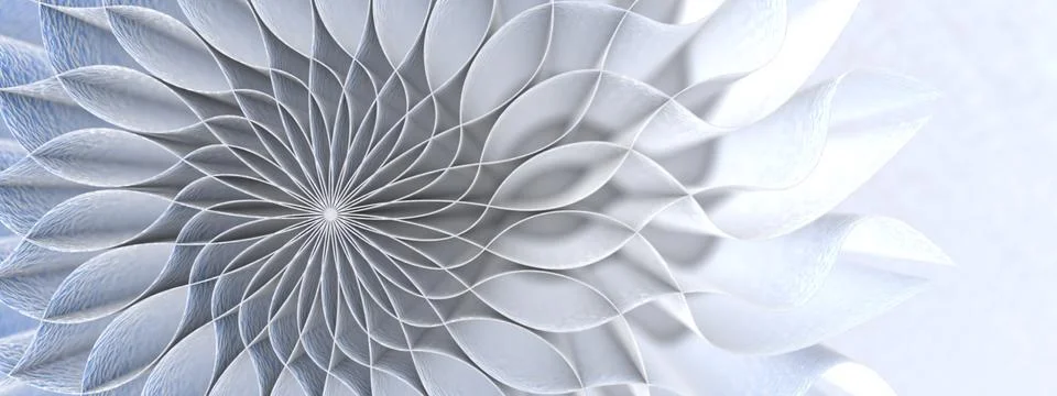 Three-dimensional textured wavy paper sheets are collected in a flower bud. Stock Illustration