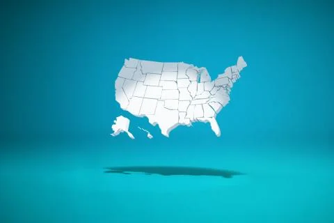 Three-dimensional usa map of the blue background. 3d illustration. Illustrazione stock