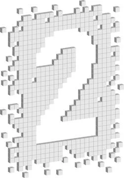 Three dimensional vector number two with little white cubes Stock-Illustration