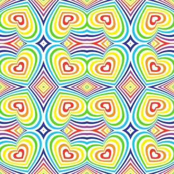 Three-dimensional volumetric seamless pattern. colorful rainbow on white Stock Illustration