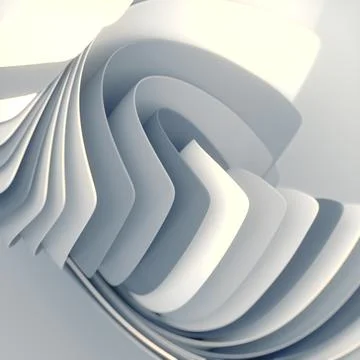 Three-dimensional of a white geometric, visually complex and intricate shape Stock Illustration
