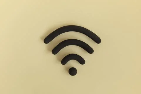 Three dimensional wi-fi icon on yellow background. Sign of free hot spot Stock Photos