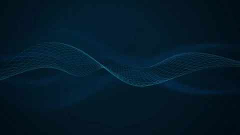 Three dimensional wireframe grid ribbon undulating in a gentle wave Stock Footage 340877644