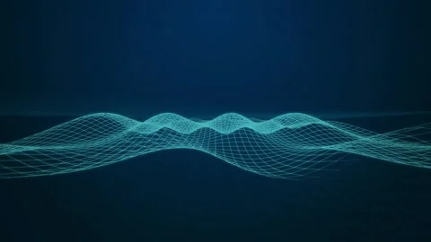 A three dimensional wireframe mesh surface undulates in a seamless loop Stock Footage 341401653