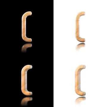 Three dimensional wooden bracket symbol. isolated on white and black. Stock Illustration