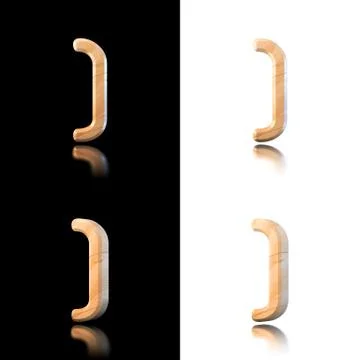 Three dimensional wooden bracket symbol. isolated on white and black. Illustrazione stock
